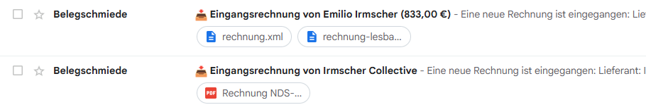 Mail Eingang bei Kunde